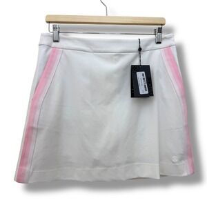 G/FORE Womens White Pink Stripe Golf Skort Skirt Built in Shorts Size 8